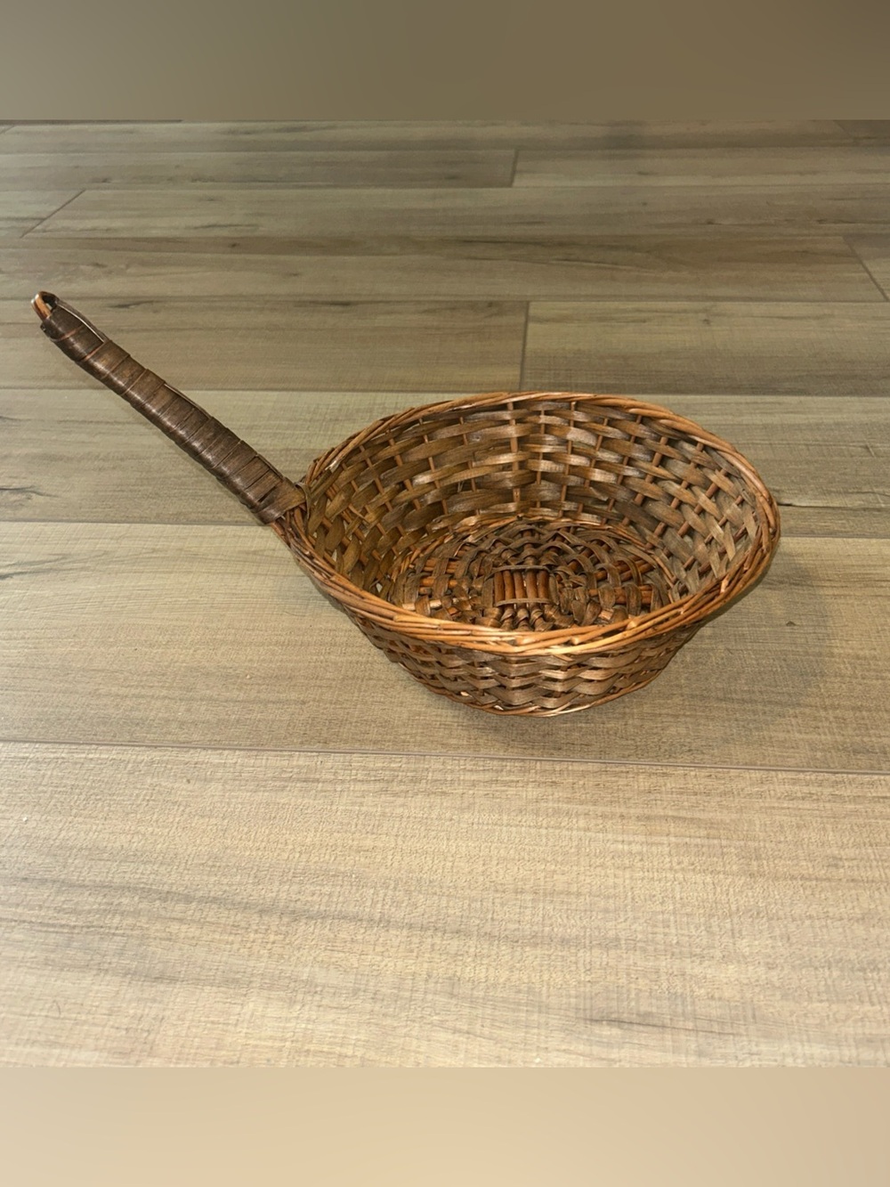 Vintage Woven Church Collection Basket Short Handle Wall Decor Bread Key Holder